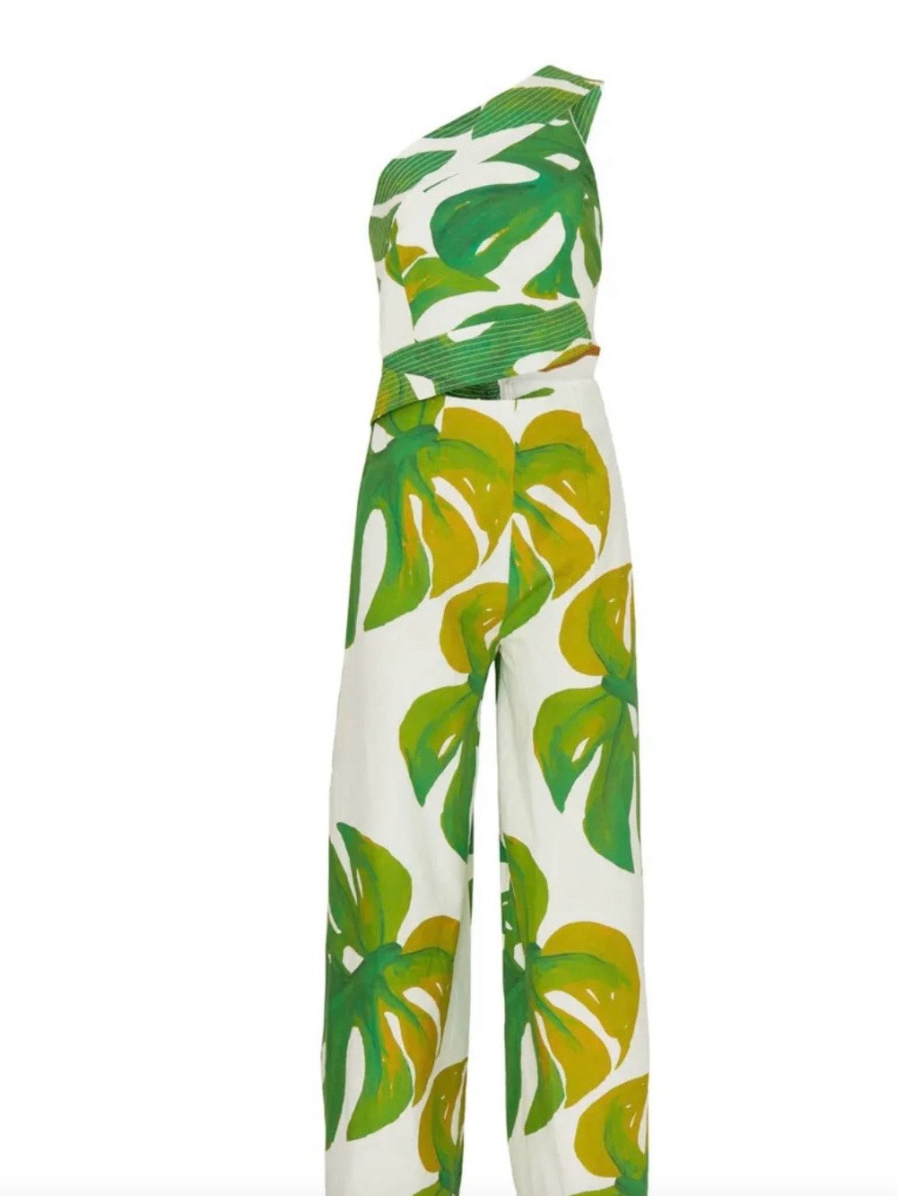 FARM Rio White One-Shoulder Tropical Leaf Wide-Leg Jumpsuit - Picture 5 of 5
